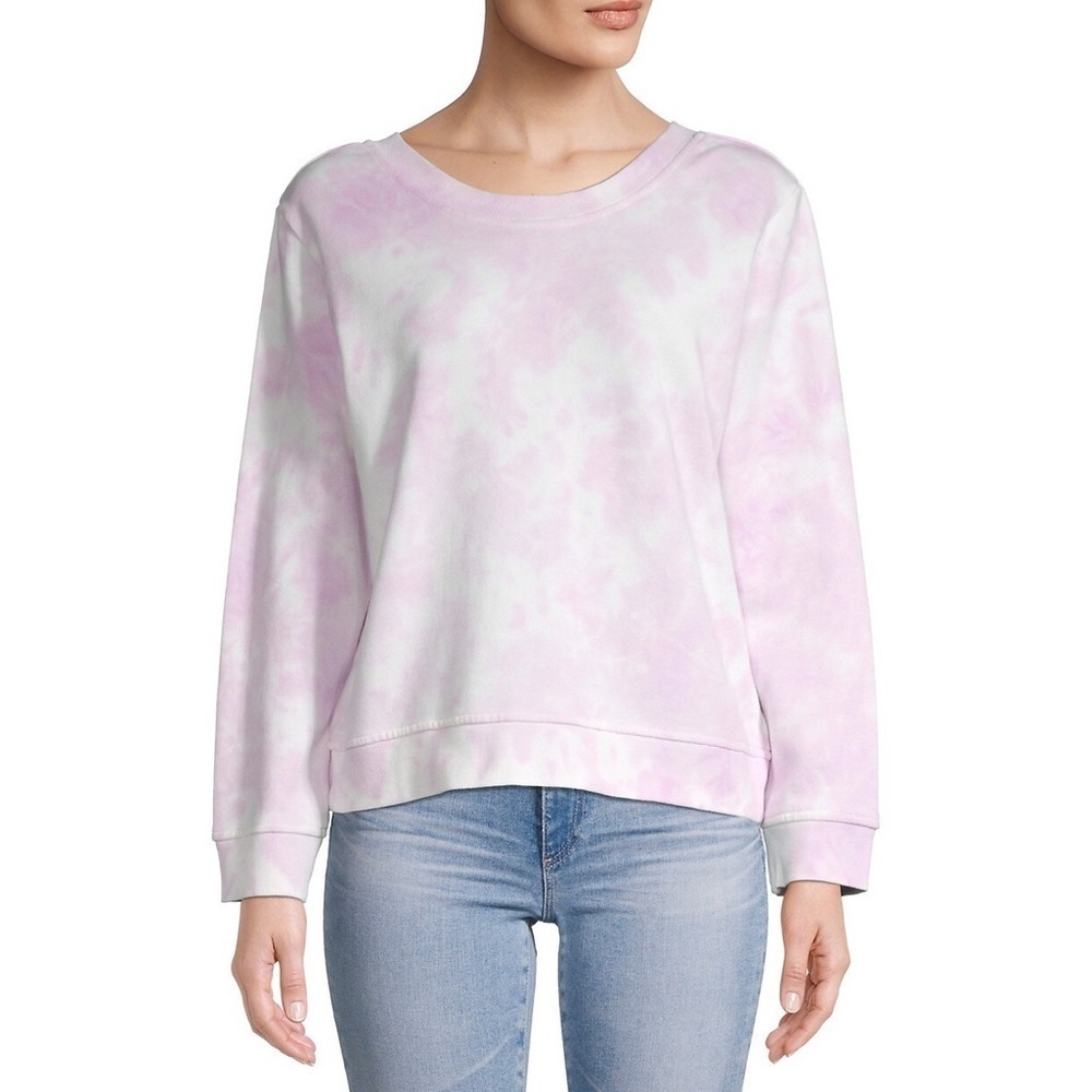 525 AMERICA Lilac Purple V-Back Tie-Dye Cotton Pullover Sweatshirt Size XS